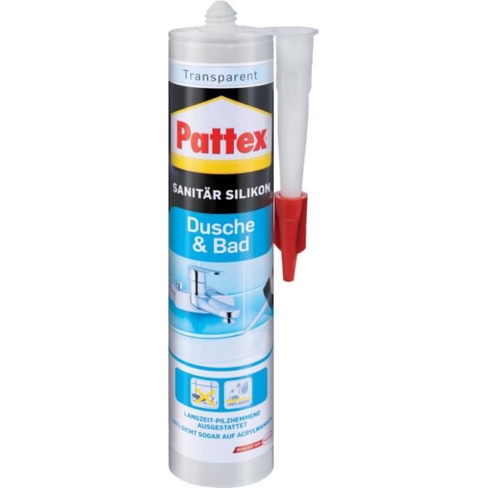 Pattex silicone transparent promo, layout allemand, étanchéité