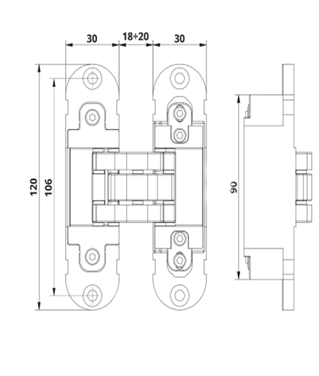 Paumelle  invisible  noir  in300120 /cach