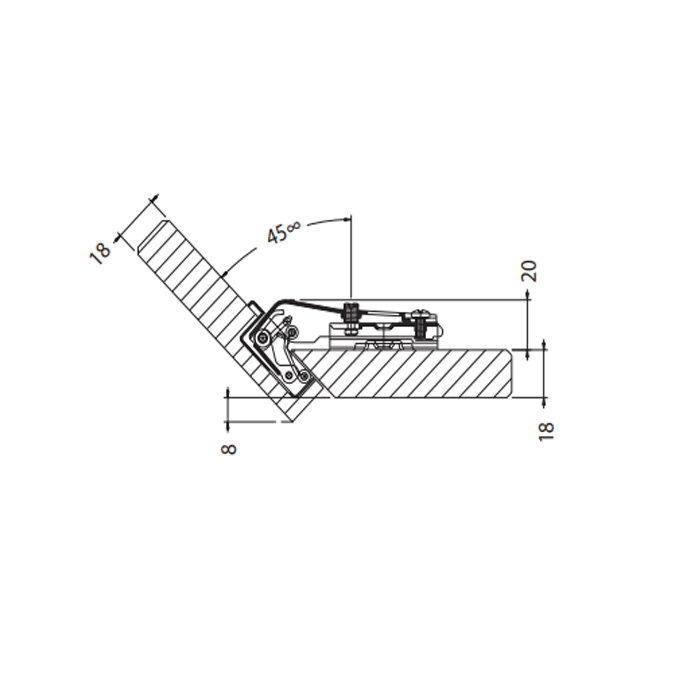 Charnière invisible p44 a cheville danco Charnière invisible p44 a cheville danco